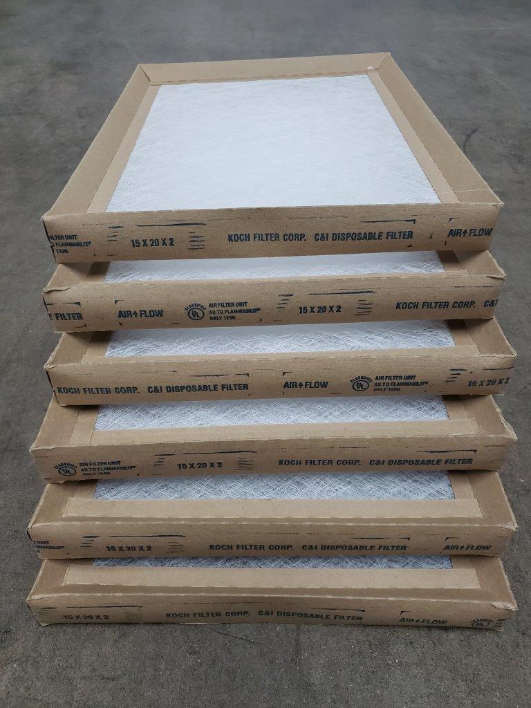 6x Koch 15x20x2 Fiberglass Disposable Furnace Filters 15 x 20 x 2 filter