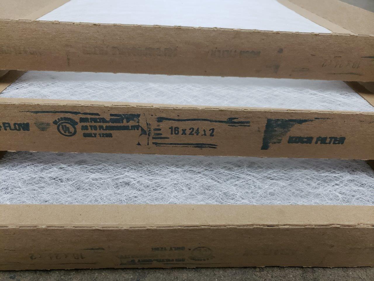 3x Koch 16x24x2 Fiberglass Disposable Furnace Filters 16 x 24 x 2 filter