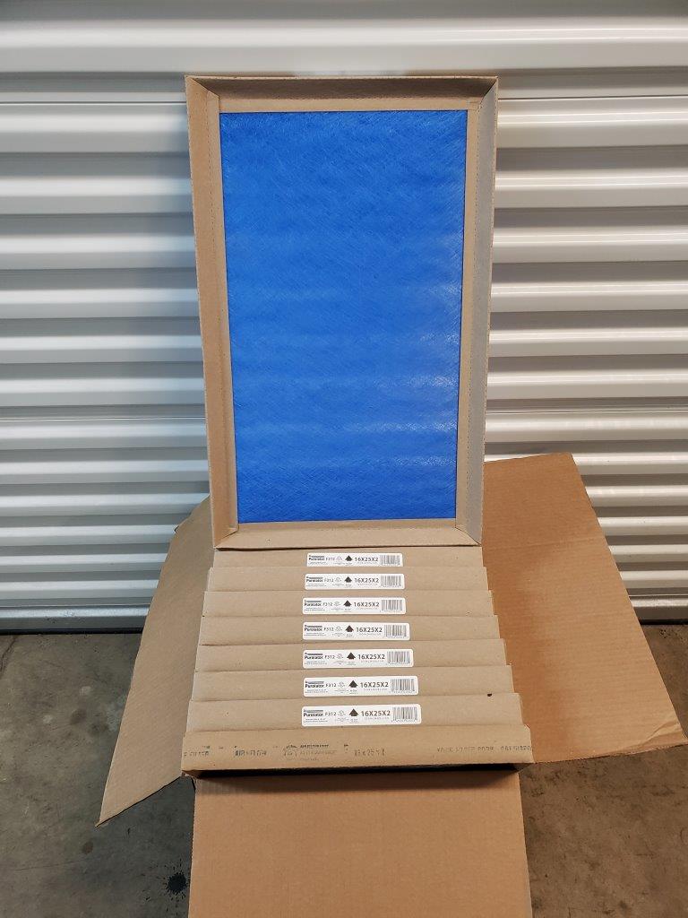 16x25x2 Furnace Air Filters (box of 9) Purolator F312 Std2 Fiberglass Disposable Panel 16W x 25H x 2D