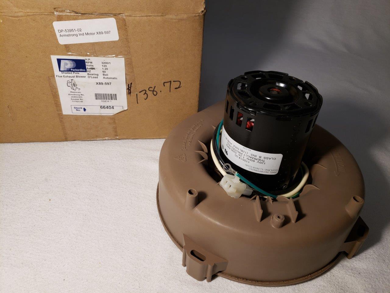 Packard 66404 1/30 HP Draft Inducer Johnstone X89-597 for Armstrong 40404-003 40404003