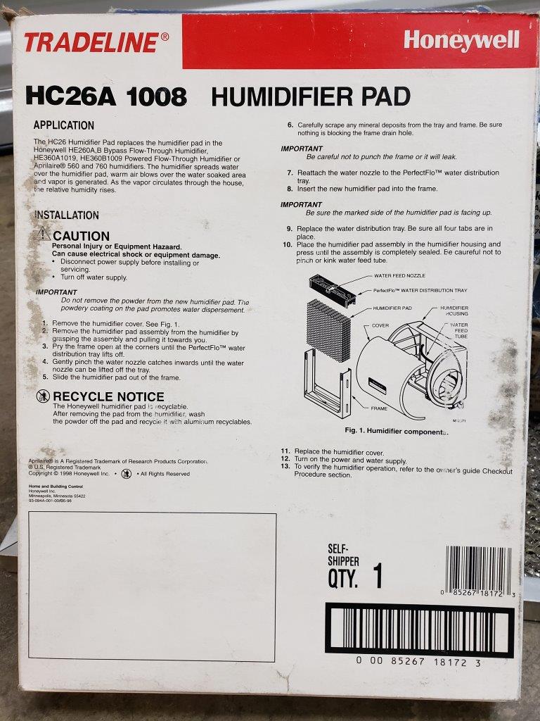 Honeywell Standard Humidifier Pad HC26A1008 for the HE260, HE265, HE360 and HE365