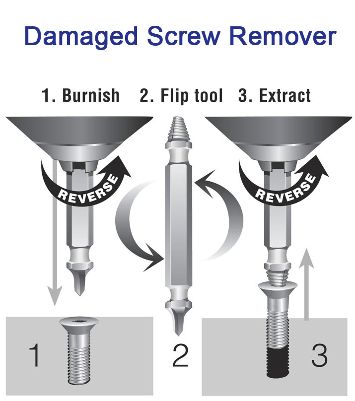 Craftsman Screw-Out Screw Removers 52154 3 Piece Set in Plastic Case