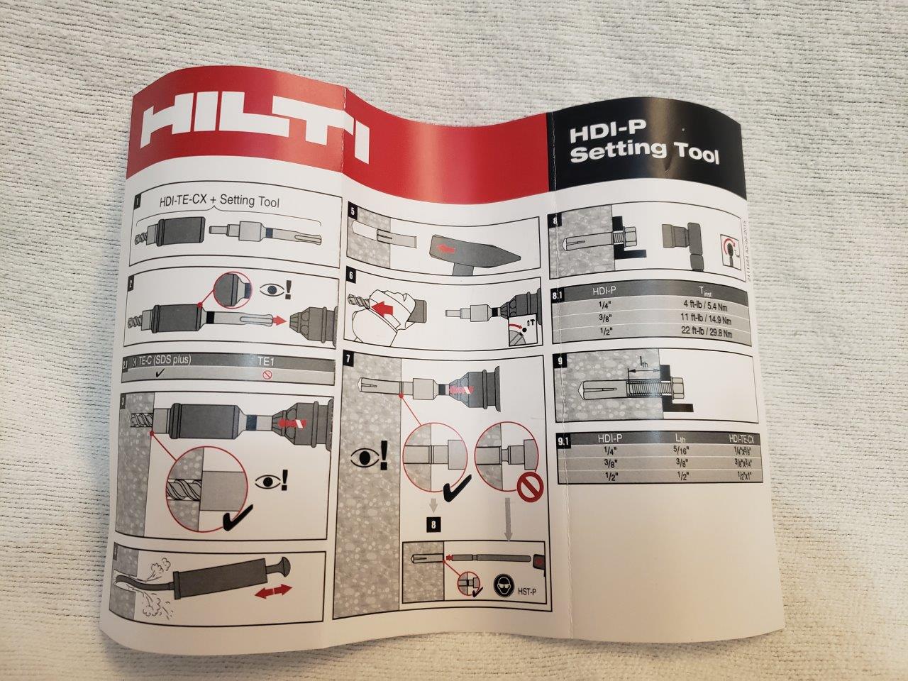 Brand New Hilti Set tool & Drill Bit Combo 2112763 HDI-P 3/8