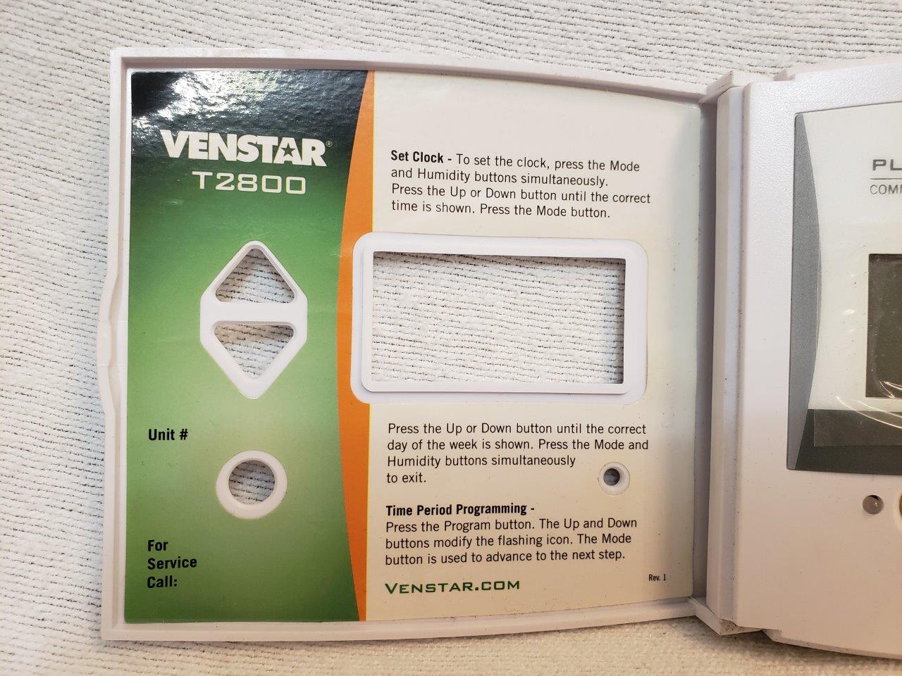 Venstar T2800 Commercial Platinum Slimline Thermostat (3 Heat, 2 Cool) New Wi-Fi Programmable