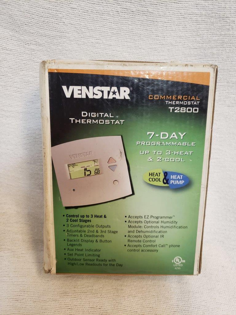 Venstar T2800 Commercial Platinum Slimline Thermostat (3 Heat, 2 Cool) New Wi-Fi Programmable