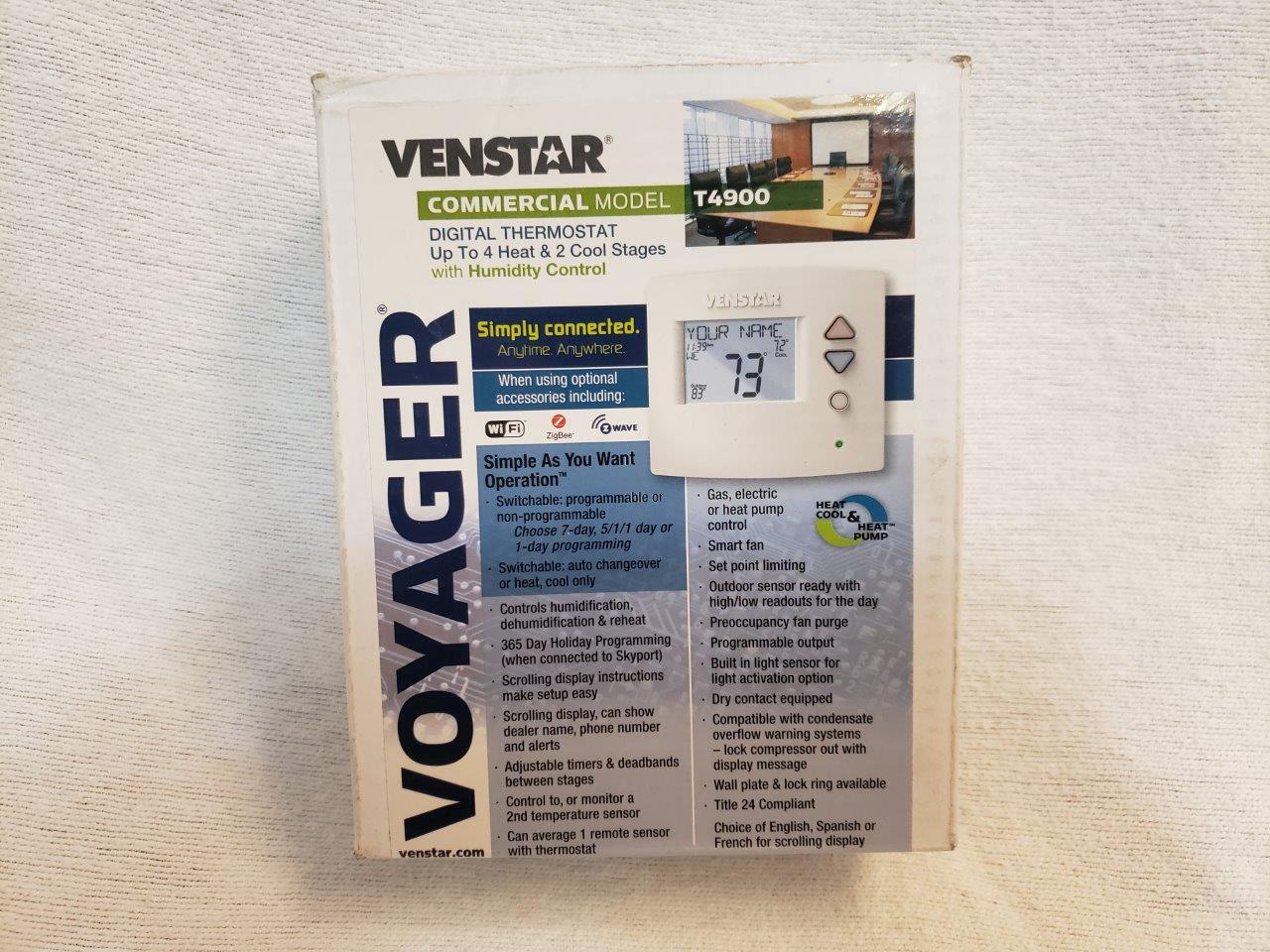 Venstar Voyager T4900 Commercial Digital Thermostat (4 Heat, 2 Cool) New Wi-Fi Programmable