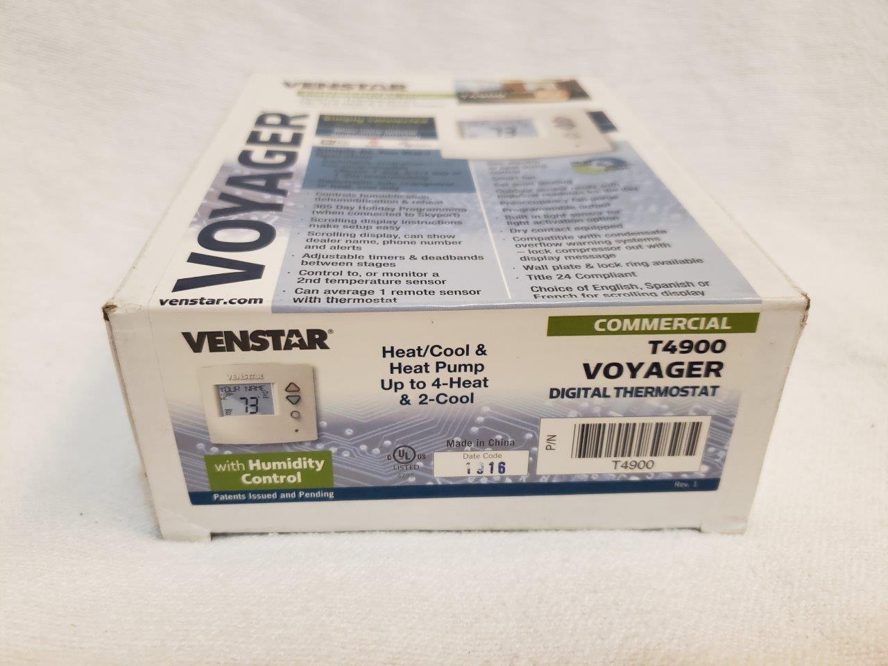 Venstar Voyager T4900 Commercial Digital Thermostat (4 Heat, 2 Cool) New Wi-Fi Programmable