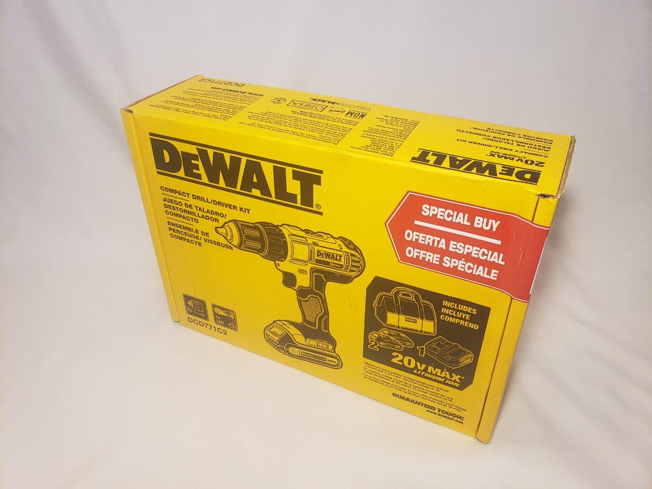 DEWALT 20V MAX Cordless Drill / Driver Kit, Compact, 1/2-Inch (DCD771C2)