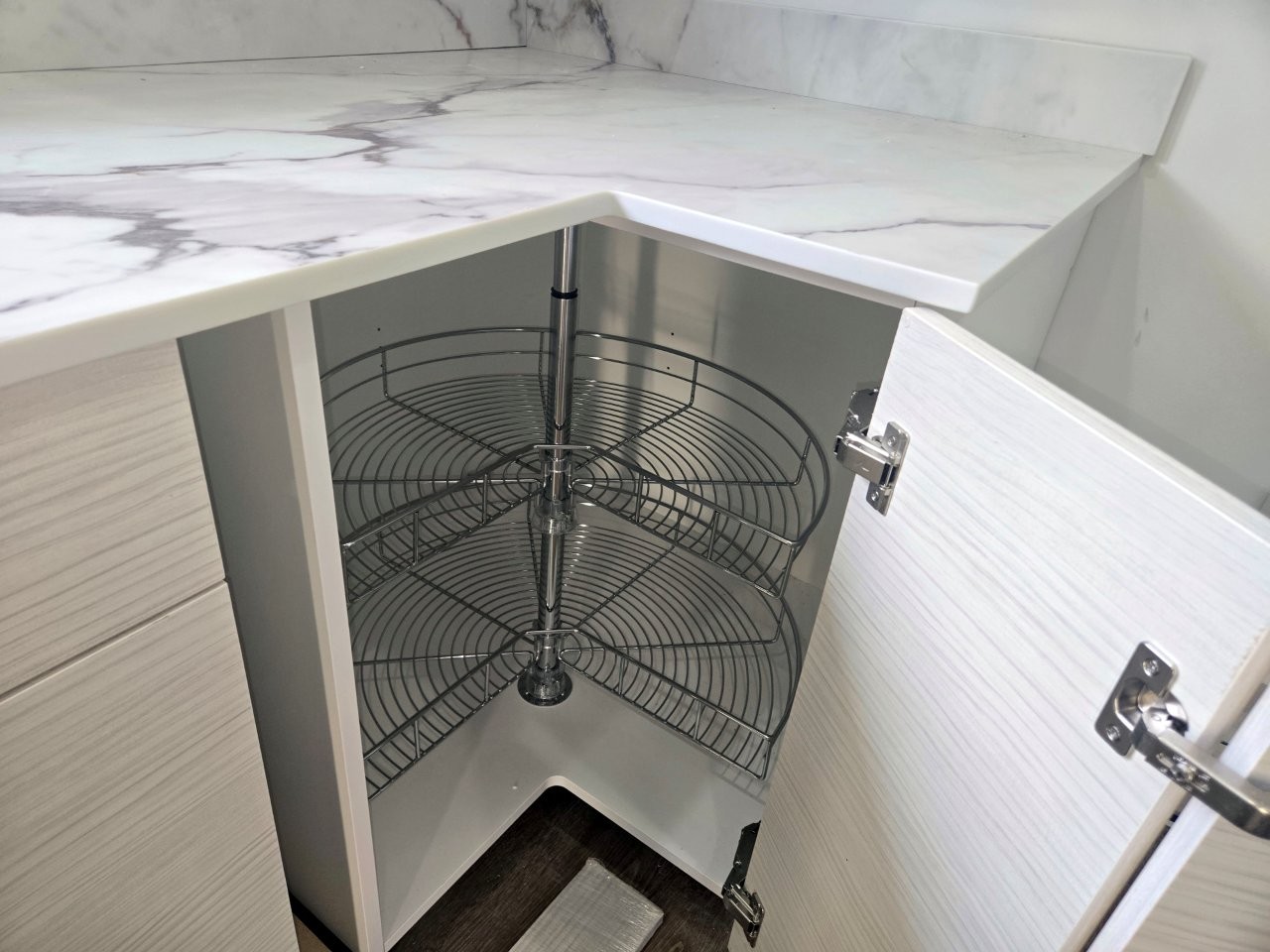New White Kitchen Cabinet Set with Quartz Countertops, Sink and Faucet - U-Shape / L-Shape Layout