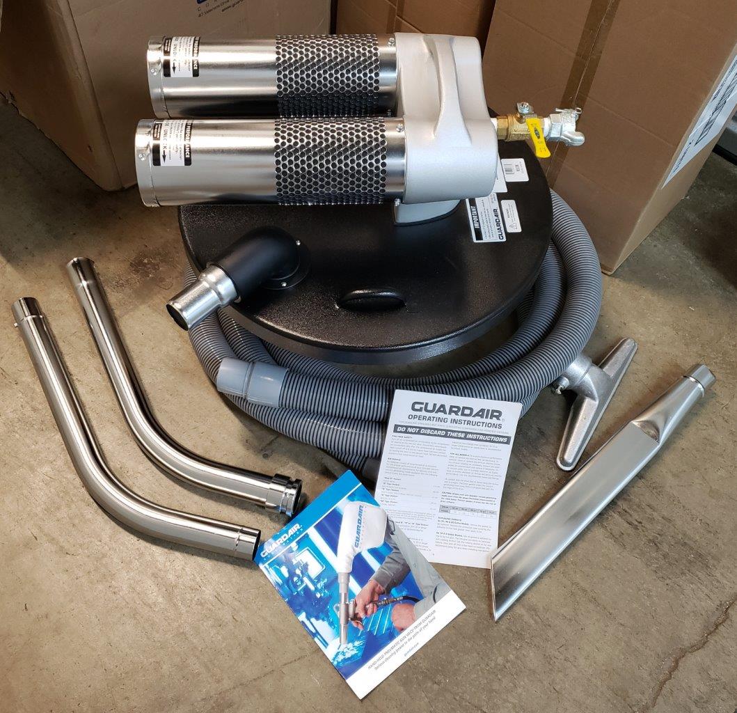 Guardair Pneumatic Vacuum Generating Head N552BK for Top of 55 Gallon Drum, Dual B Venturi, 2 inch Inlet and Attachment Kit like nortech tornado