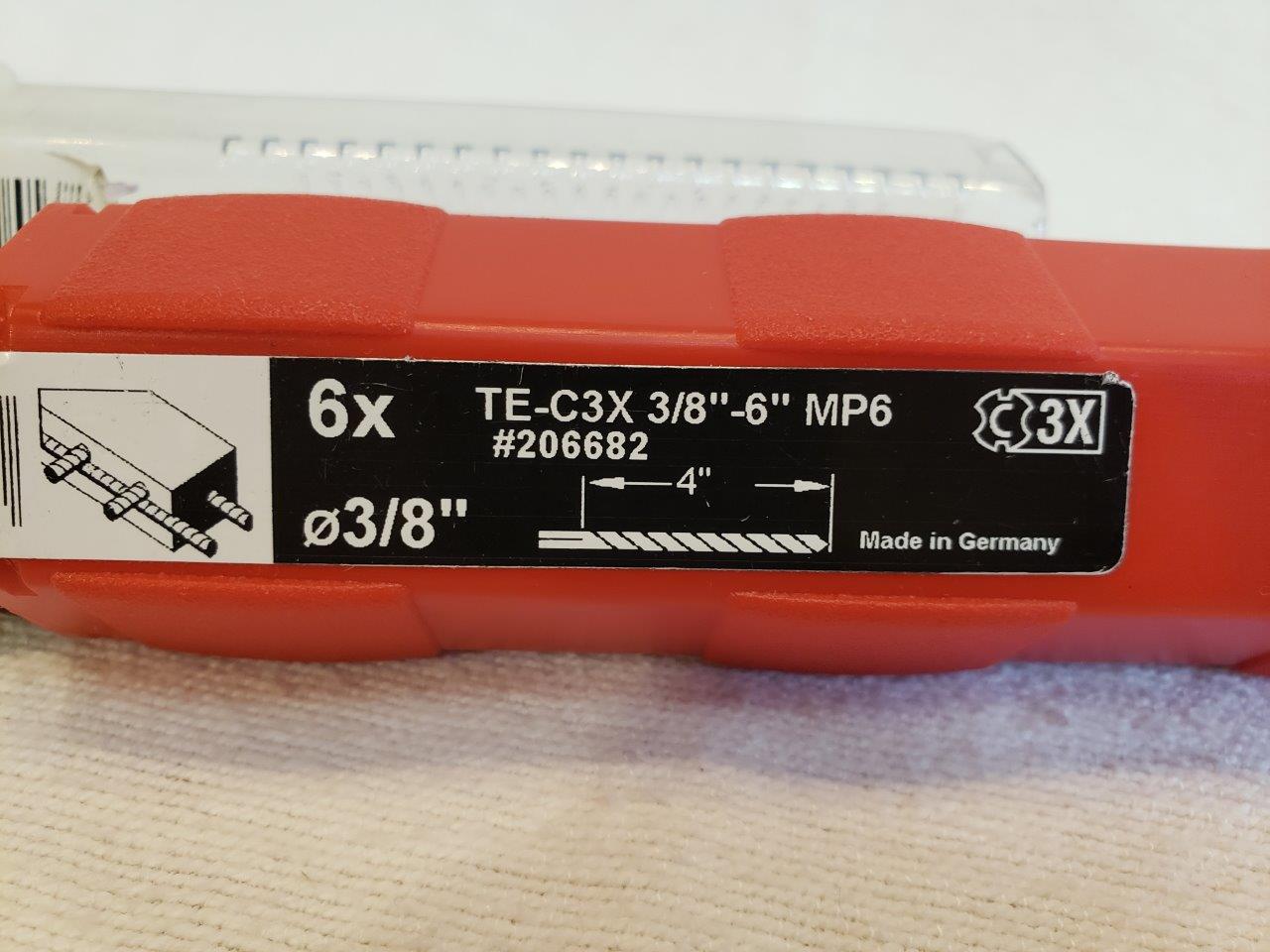 2x New Hilti Hammer Drill Concrete Bits, TEC3X 3/8in 6in MP6, Part 206682 Chicago HVAC tools