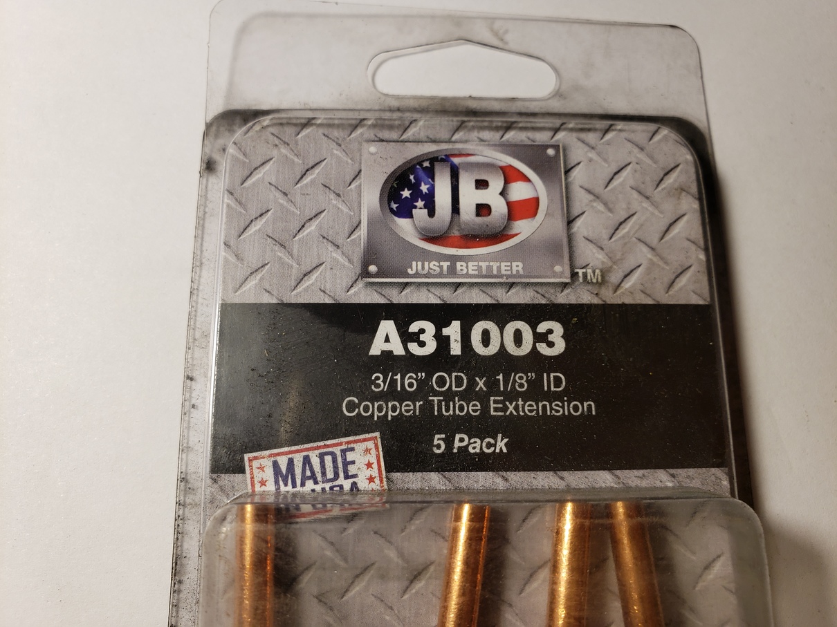 Pack of 4 Jb Industries A31003 3/16″ X 1/8″ Copper Extension Tube