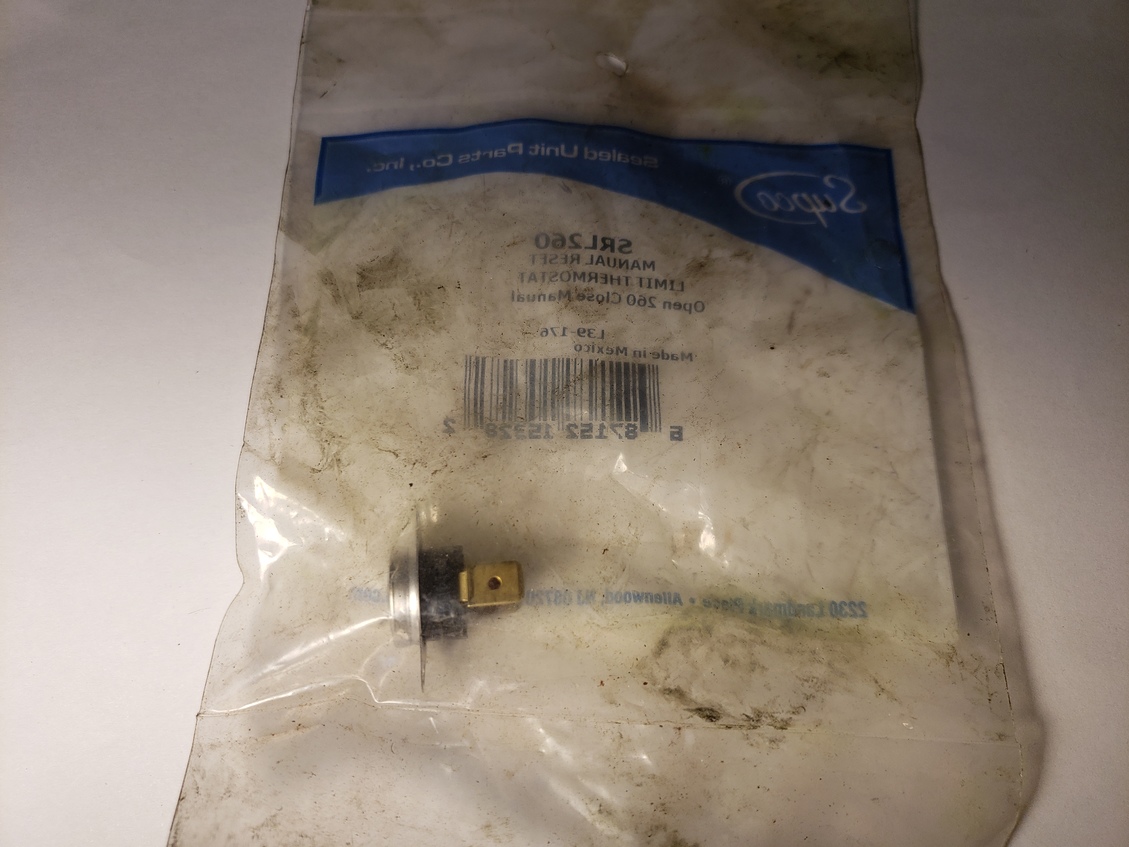 Supco SRL260 260f Thermostat Manual Reset Chicago HVAC tools and supplies