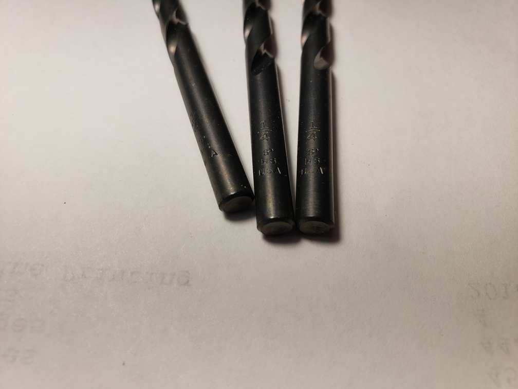 3x 1/4 HS High Speed Twist Drills Union Made in USA, Jobber Length Type