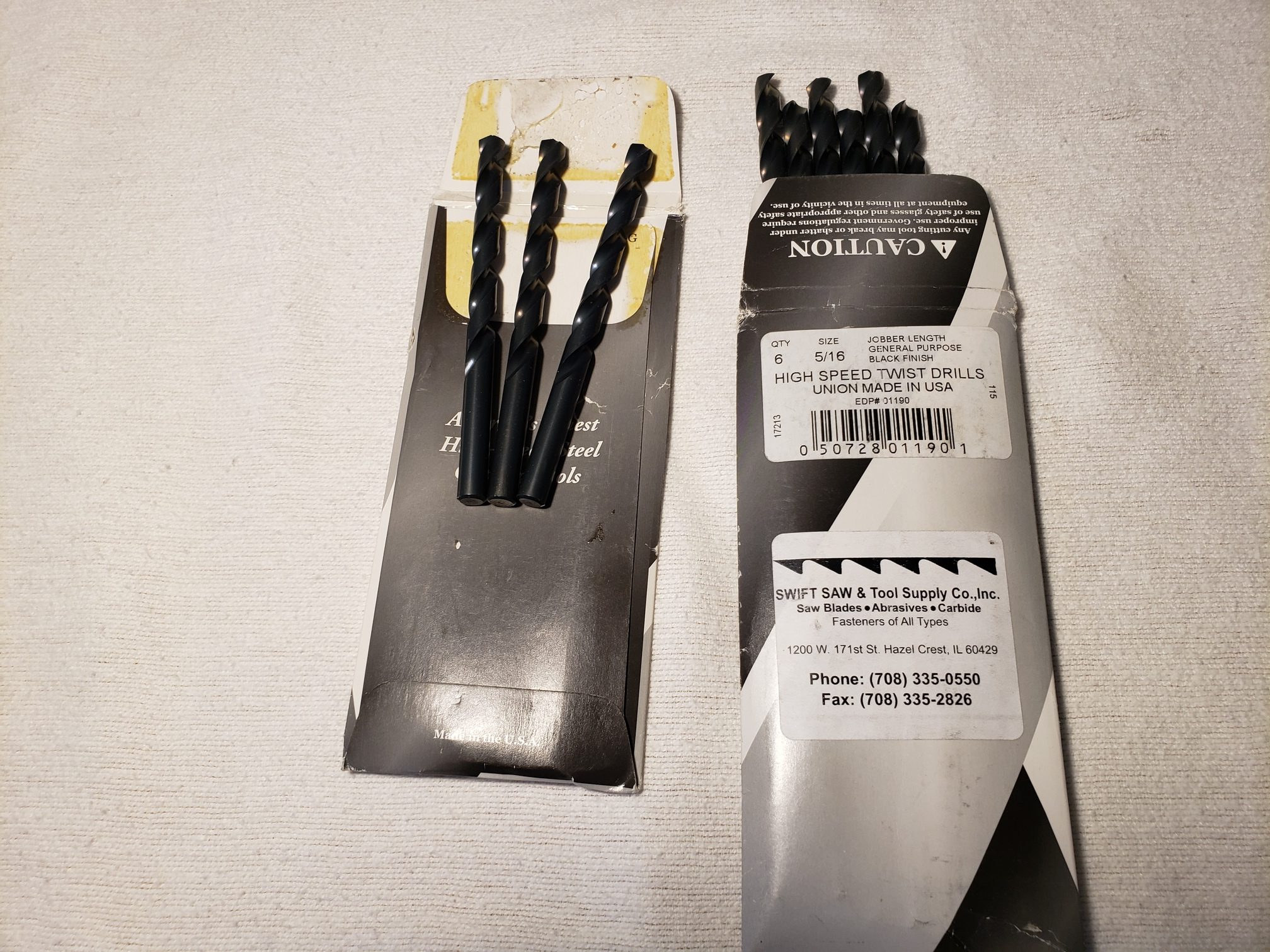 15x 5/16 High Speed Twist Drills Union Made in USA, Jobber Length Type