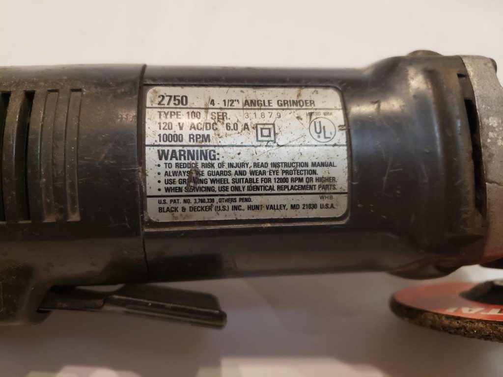 Black and Decker 2750 Type 100 41/2 Angle Grinder Parts 6 Amp Chicago HVAC tools and supplies