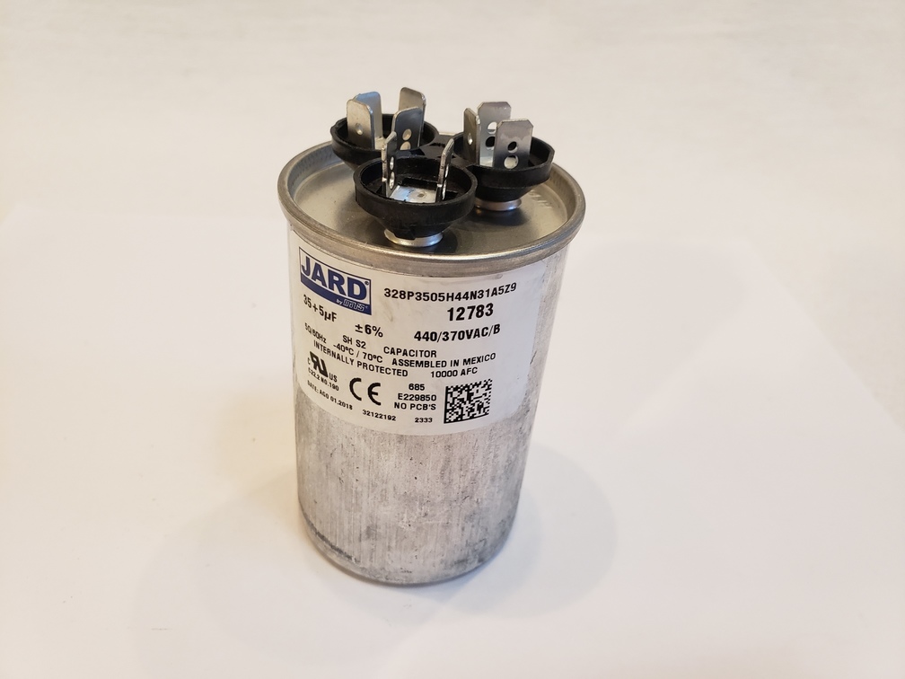 JARD 35 + 5 MFD x 370 or 440 VAC Motor Dual Run Capacitor Round 12783 ...