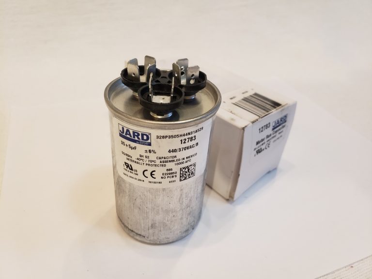 JARD 35 + 5 MFD x 370 or 440 VAC Motor Dual Run Capacitor Round 12783 C3355 C3355R 27L877BX JARD 35 + 5 MFD x 370 or 440 VAC Motor Dual Run Capacitor Round 12783 C3355 C3355R 27L877BX