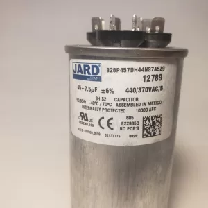 45 + 7.5 MFD x 370 or 440 VAC Motor Dual Run Capacitor Round JARD 12789