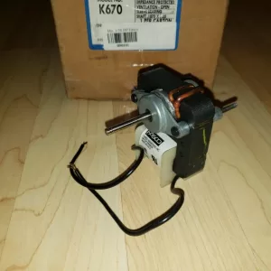 Fasco K670 C-Frame Motor, 1/150 HP, 120 Volts, 3000 RPM, 1 Speed, 0.61 Amps, For Vent Fan OAO Enclosure, CCWSE Rotation, Sleeve Bearing