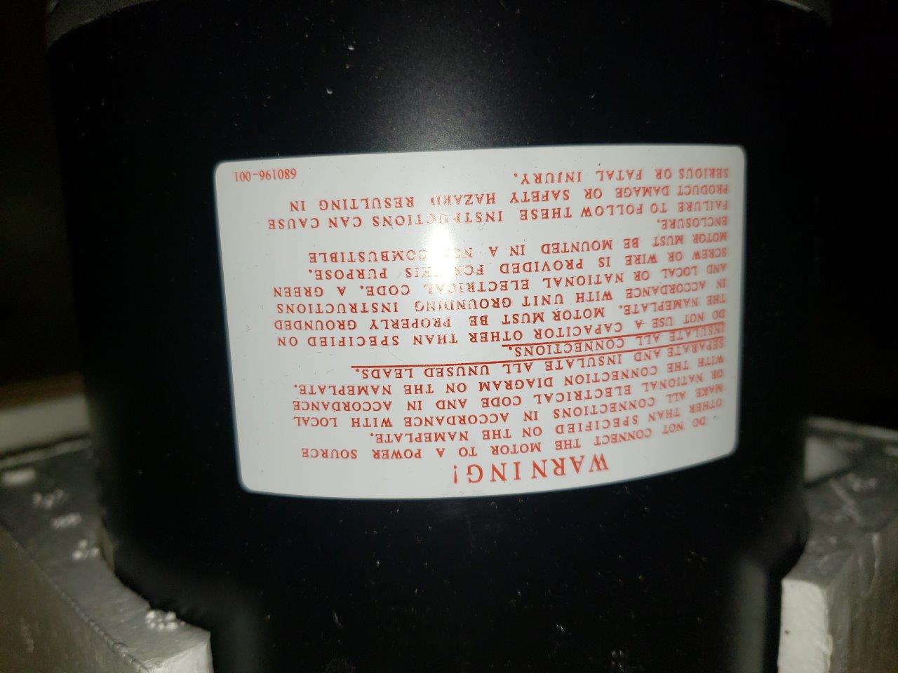 1/2 HP 1090 RPM 1 Speed, CW, 230V, OEM York Coleman Luxaire Condenser