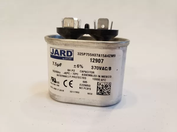 JARD 7.5 MFD x 370 VAC 50/60Hz -40°C to 70°C Motor Run Capacitor Shape Oval 12907