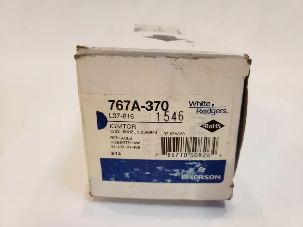 White Rodgers Emerson 767A-370 Hot Surface Ignitor L37-816
