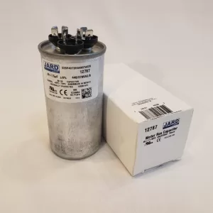 40 + 7.5 MFD x 370 or 440 VAC Round Motor Dual Run Capacitor JARD 12787