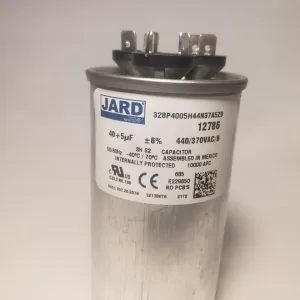 40 + 5 MFD x 370 or 440 VAC Round Motor Dual Run Capacitor JARD 12786 50/60Hz -40°C to 70°C (Copy)
