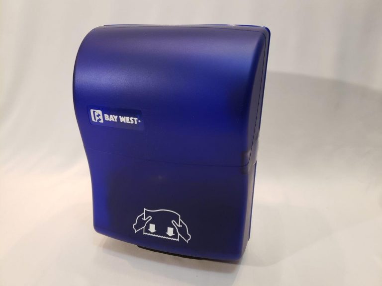 Bay West Mechanical HandsFree Roll Towel Dispenser Blue Translucent