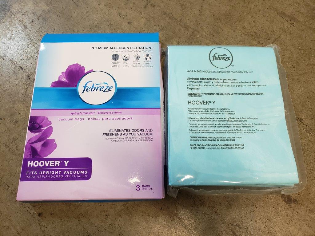 Febreze Hoover Style Y Vacuum Bags+ 2x Genuine Hoover Type Y Vacuum