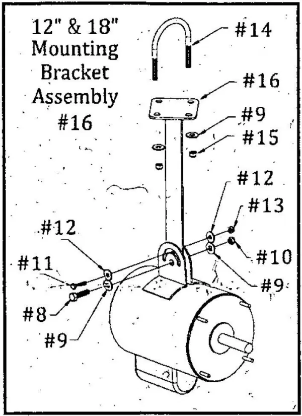 Bracket and Fan Mounting Kit for 12 inch and 16" Basket Fans