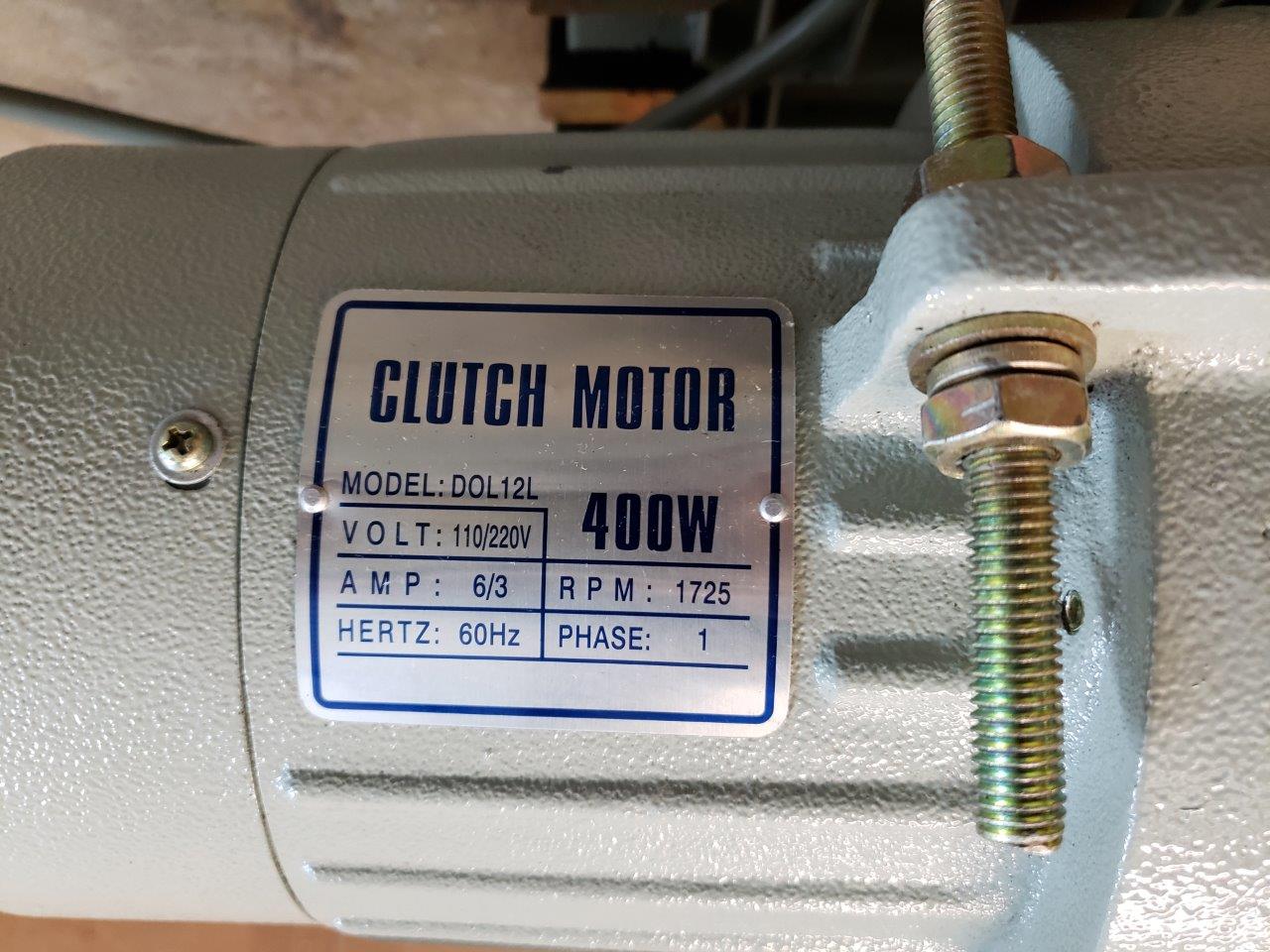 DOL12L 400W 1725 RPM 110/220 Volt Clutch Motor for Industrial Sewing