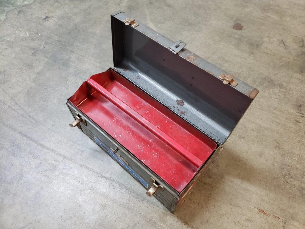 18″ Vintage Craftsman Gray Metal Tool Box Mechanics Tool Carry Box with