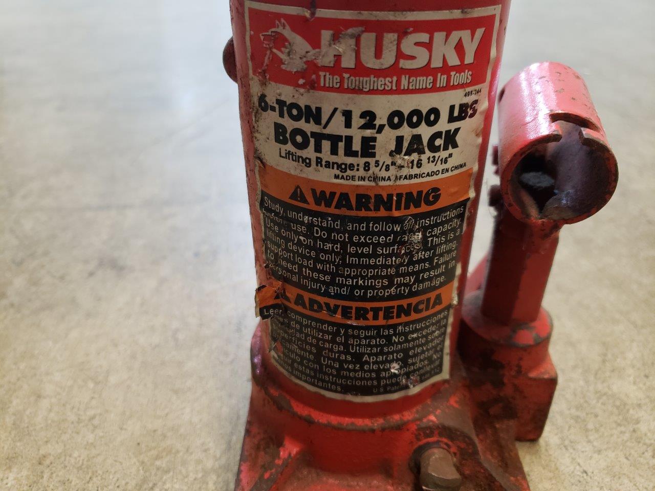 Husky 6 Ton / 12000 Lbs Hydraulic Bottle Jack Chicago HVAC tools and