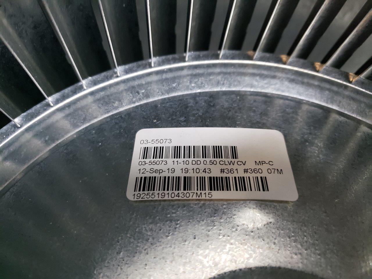 Blower Housing with Wheel 0355073 1110 DD 0.50 CLW CV MPC Chicago