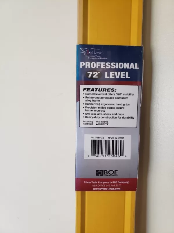 Primo Tools Professional 72" Heavy Duty Level w/Hand Holes PTHH72 Waserwaga
