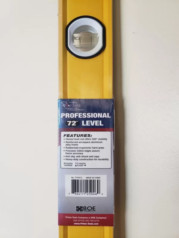Primo Tools Professional 72" Heavy Duty Level w/Hand Holes PTHH72 Waserwaga