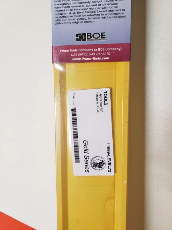 Primo Tools Professional 72" Heavy Duty Level w/Hand Holes PTHH72 Waserwaga