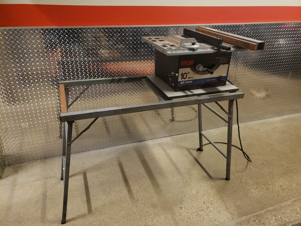 Ryobi 10″ BT2500 Benchtop Table Saw with Stand Chicago HVAC tools and supplies