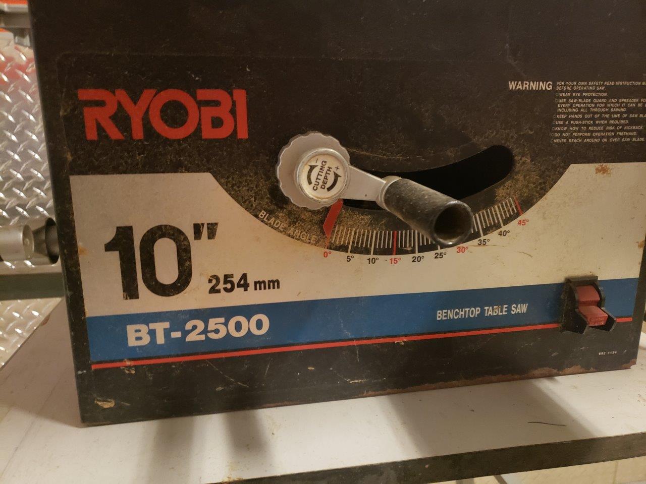 Ryobi 10″ BT2500 Benchtop Table Saw with Stand Chicago HVAC tools and supplies