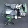 Lot of Hitachi CR18DL 18V Cordless Reciprocating Saw + EBM1830 Battery Li-ion 18V 3.0AH + DV18DL 18V Lithium-Ion 1/2-inch Cordless Hammer Drill + UC18YRL Battery Charger