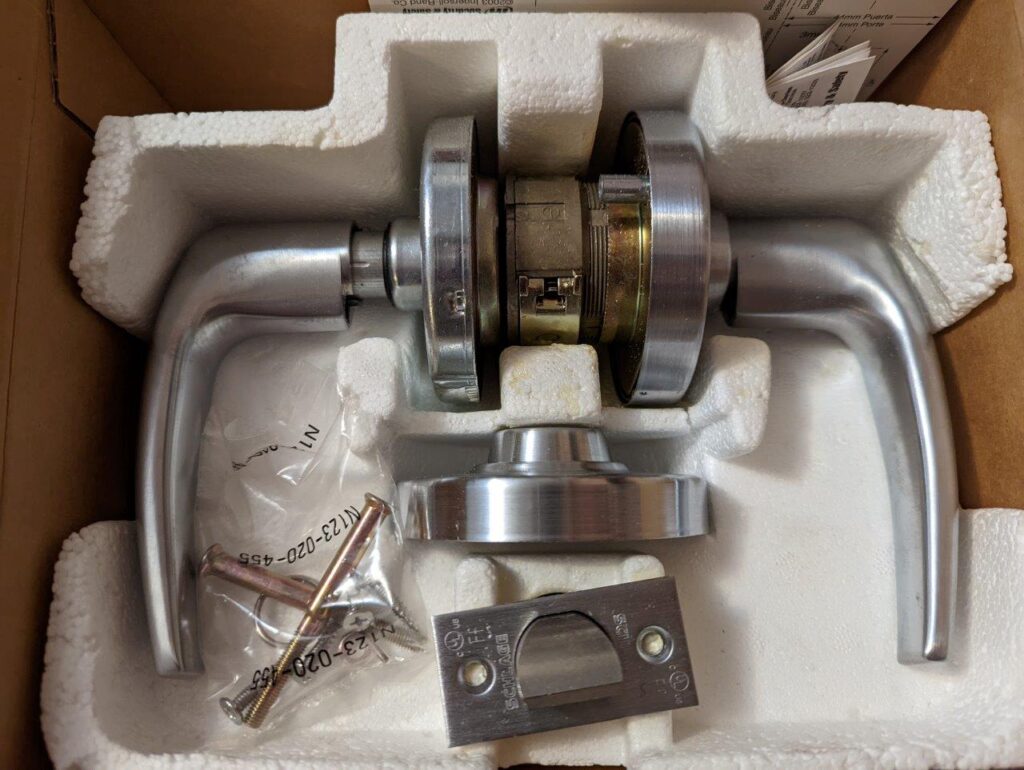 Schlage ND10S ATH 626 Passage Lever Lockset 13/4″, Satin Chrome Finish