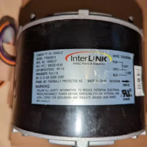 Interlink Lennox PT No 100483-27 Y7S862B514 Fan Motor 825 RPM 1/6 HP 208/230 VAC 60 Hz 1-Phase