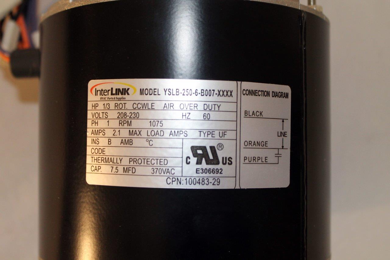 Interlink OEM Upgraded Replacement Condenser Fan Motor YSLB2506B007