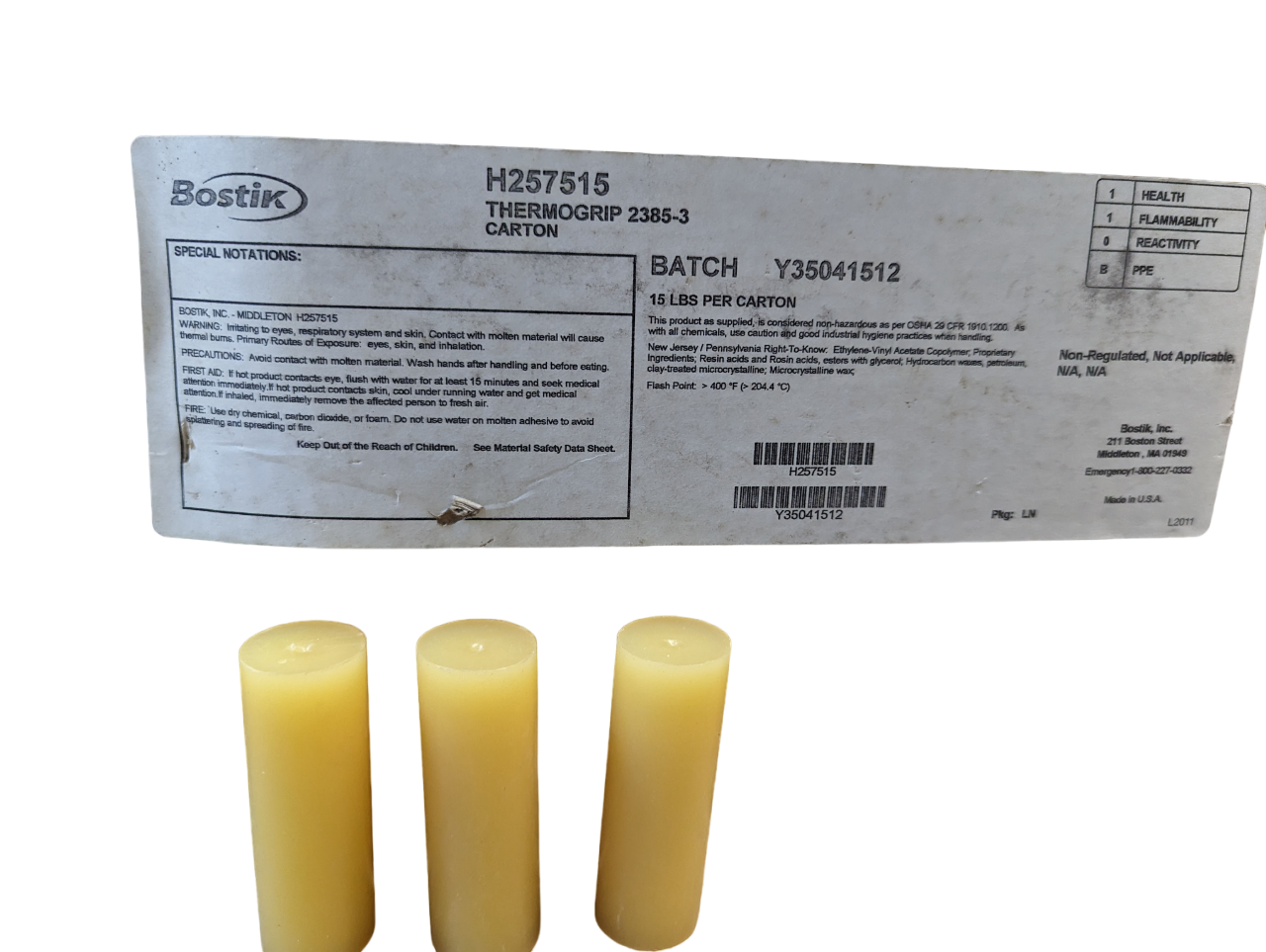 Bostik Thermogrip 6327 Hot Melt Glue Sticks (25 lb.case)