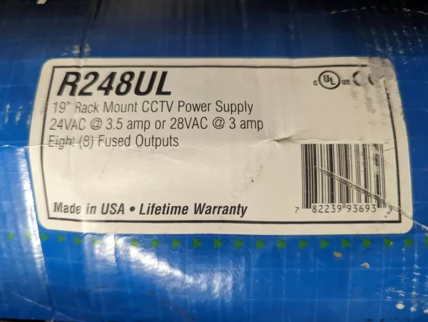 19" Rack Mount CCTV Power Supply, 24VAC or 28VAC, 8 Outputs Altronix R248UL PSU