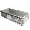 Straight Wall Storage Container, Gray Plastic Tote 32″x15″x7-1/2″, 1.5 cu ft Volume Capacity