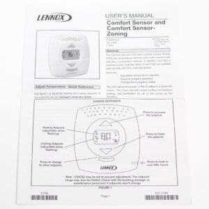 Lennox 18W58 100939-04 Comfort Sensor, Zone, Temperature Display