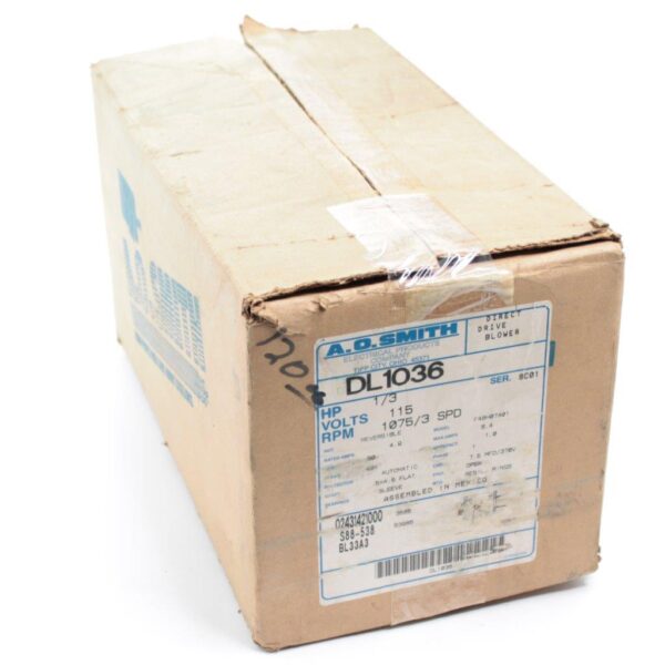 A.O. Smith/Century DL1036, MOD F48H07A01, 1/3 HP, 1075 RPM, 3 Speed, 115 Volts, 4.9 Amps, 48 Frame, Sleeve Bearing Direct Drive Blower Motor